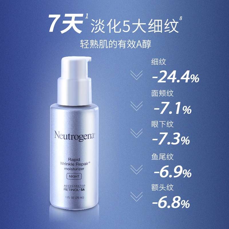 露得清a醇晚霜修护保湿滋润面霜紧致肌肤抗皱乳液淡化细纹视黄醇