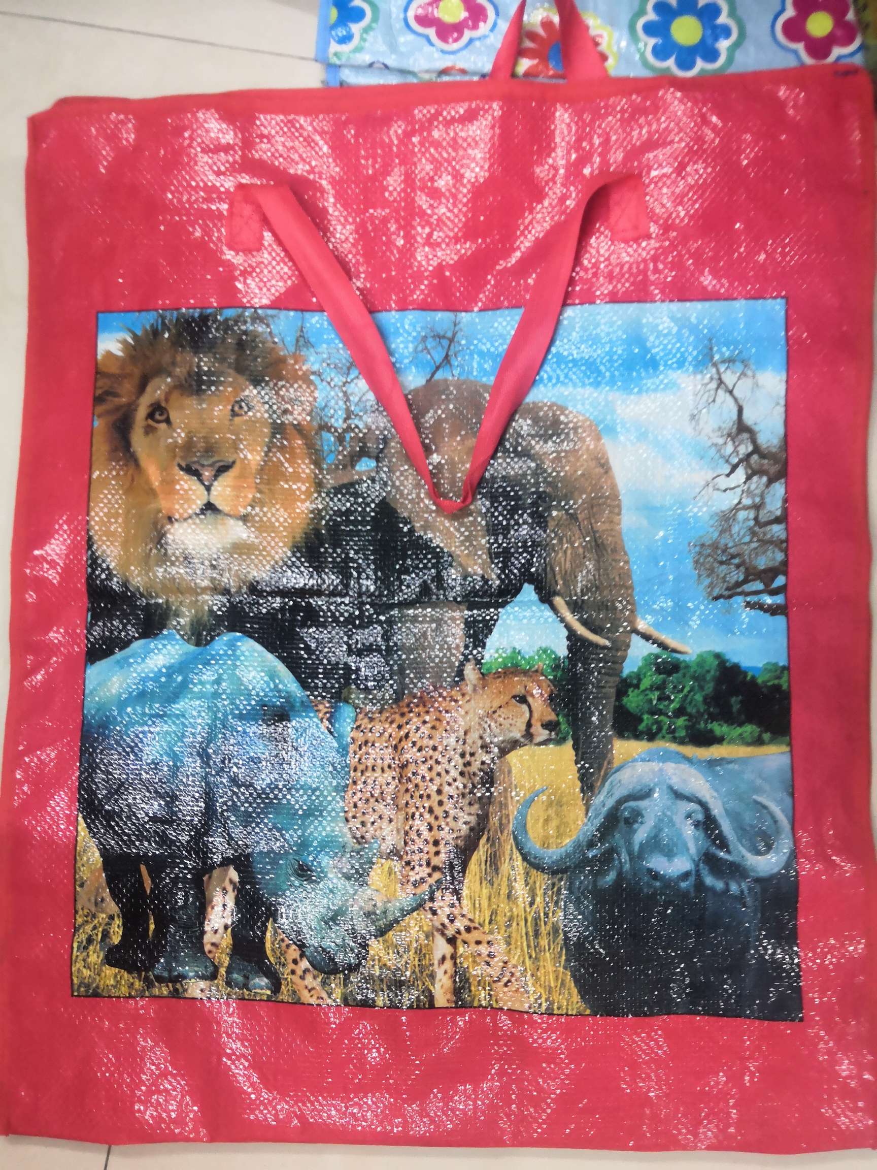 Red animal woven bags