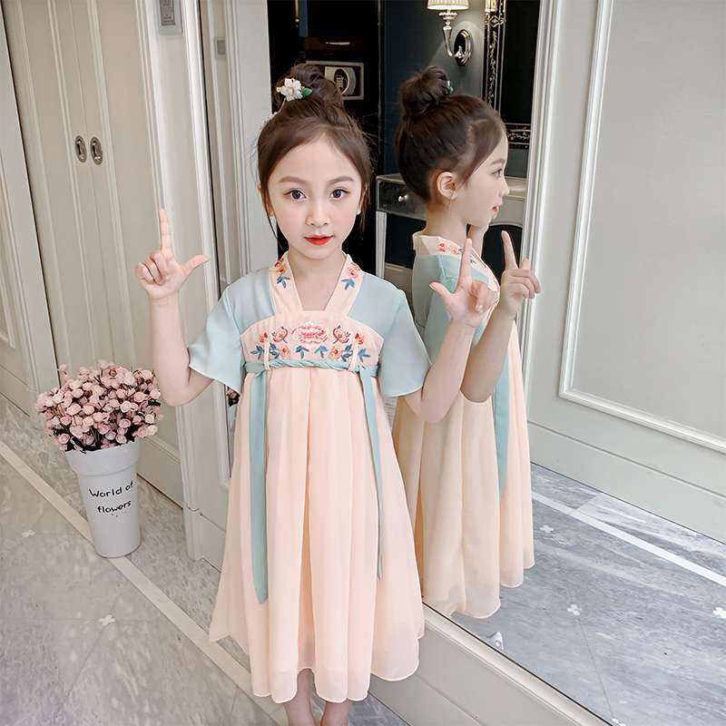 女童汉服连衣裙2020新款夏装洋气中国风裙子大童儿童装超仙公主裙细节图