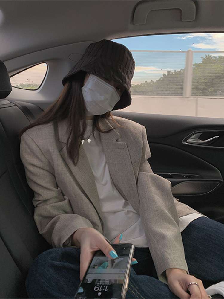 男友风小西装外套女春秋韩版小个子学生宽松休闲百搭时尚薄款西服细节图