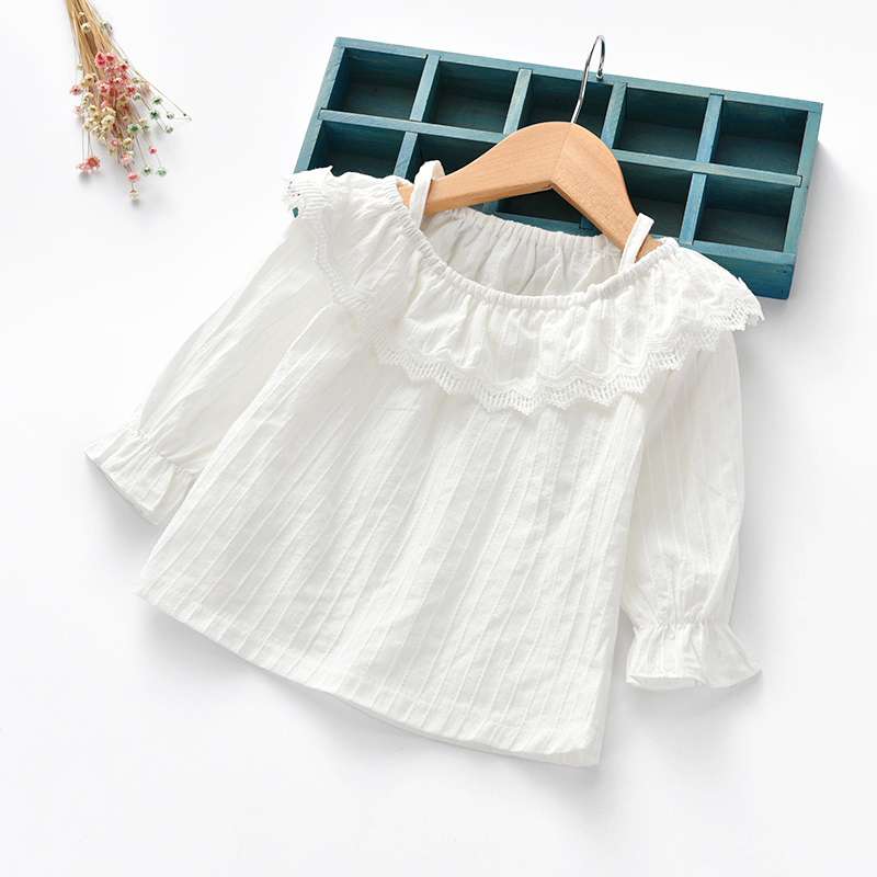 女童装上衣2020春秋季儿童T恤吊带蕾丝花朵刺绣娃娃衫公主裙衫细节图