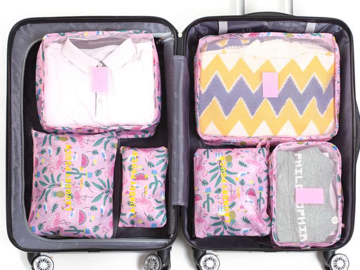 韩版旅行收纳包6件套 防水衣服整理包bags 旅行收纳袋 收纳六件套 花布六件套产品图