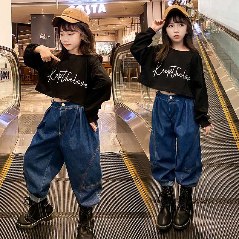 5女童套装春秋装6儿童时髦卫衣牛仔裤8岁小女孩子衣服两件套9洋气细节图