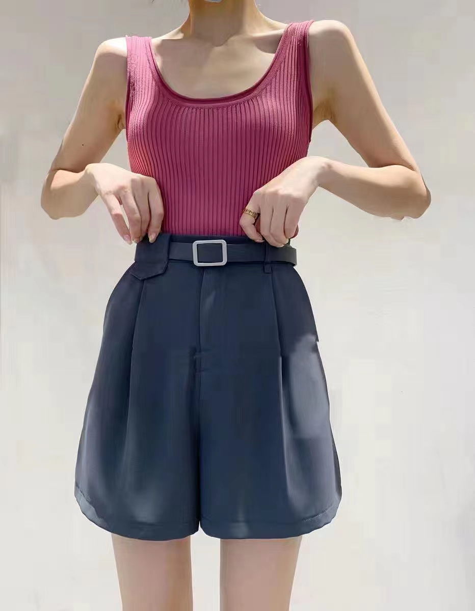港味高腰西装短裤女2020夏季新款韩版宽松直筒薄款气质休闲四分裤