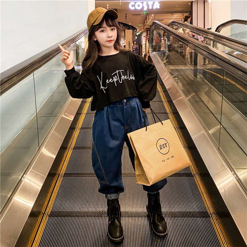 5女童套装春秋装6儿童时髦卫衣牛仔裤8岁小女孩子衣服两件套9洋气产品图