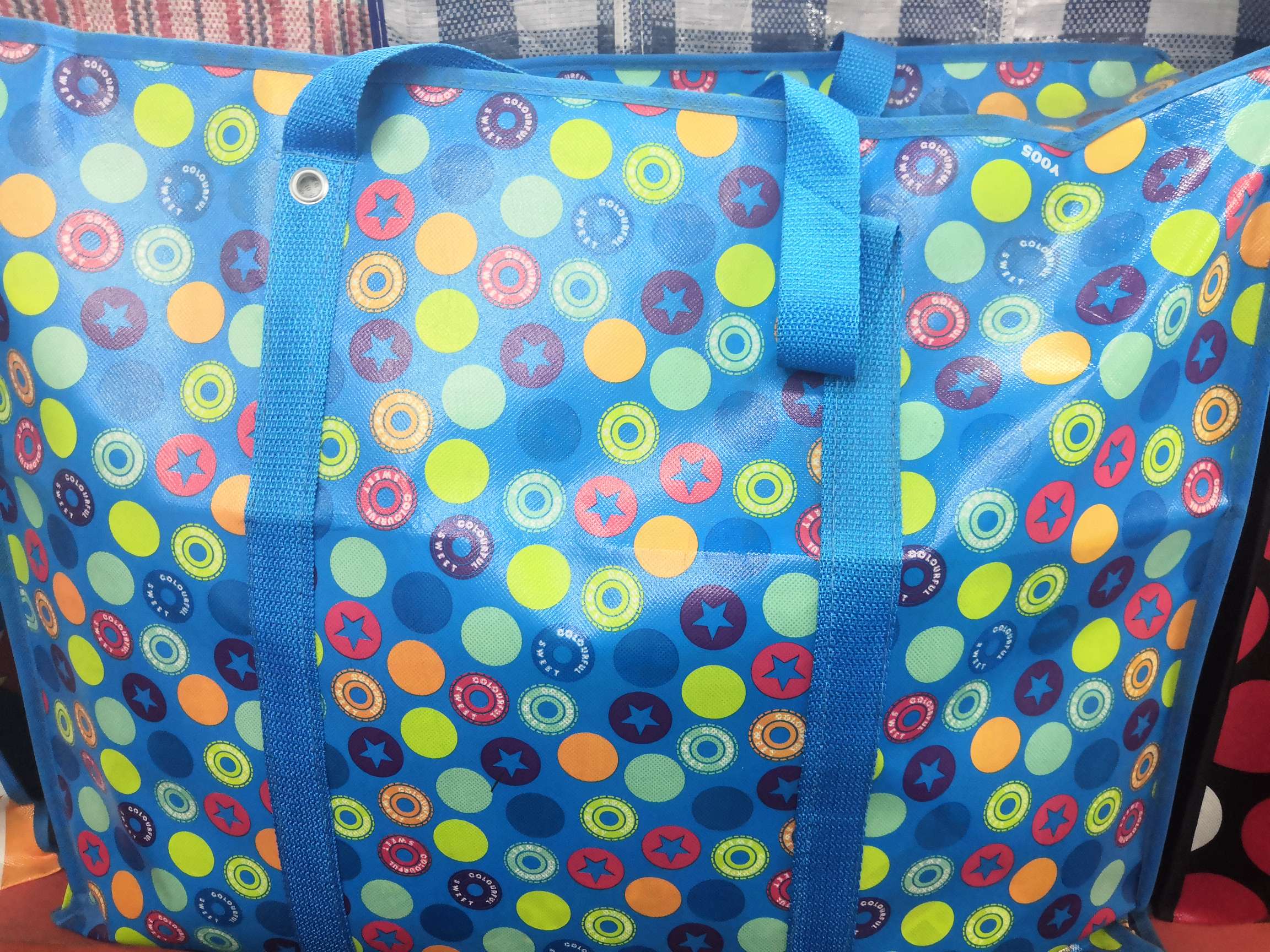 Blue circular woven bag