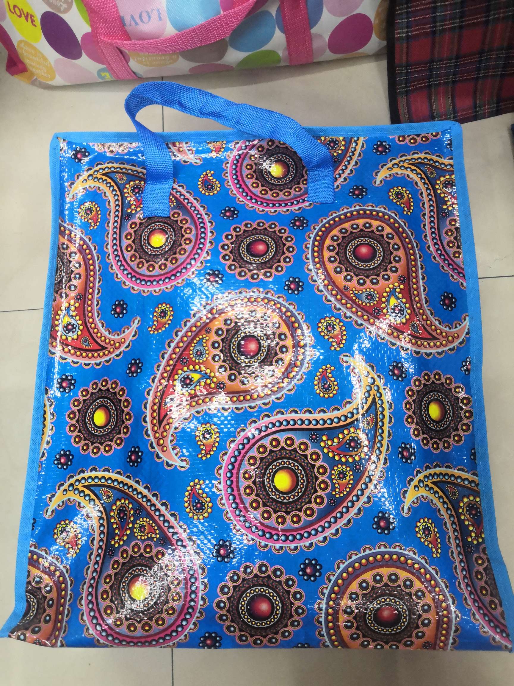 Blue peacock hair woven bag
