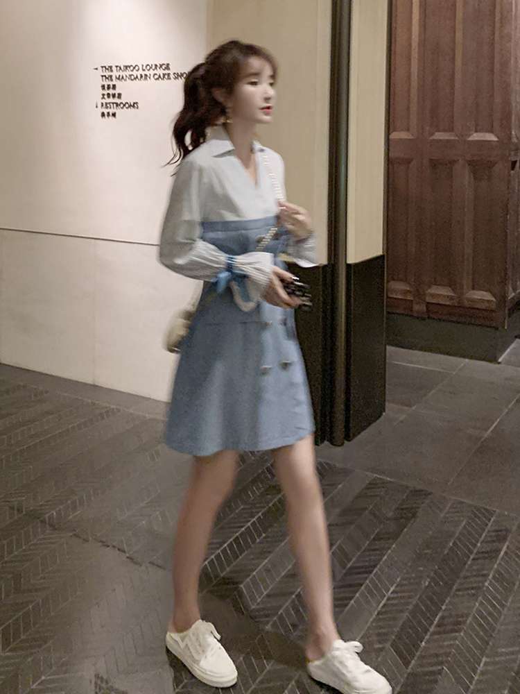 This short and petite autumn dress is a new style of women's school style, retro and sweet, first love polo shirt dress from 2020 details Picture