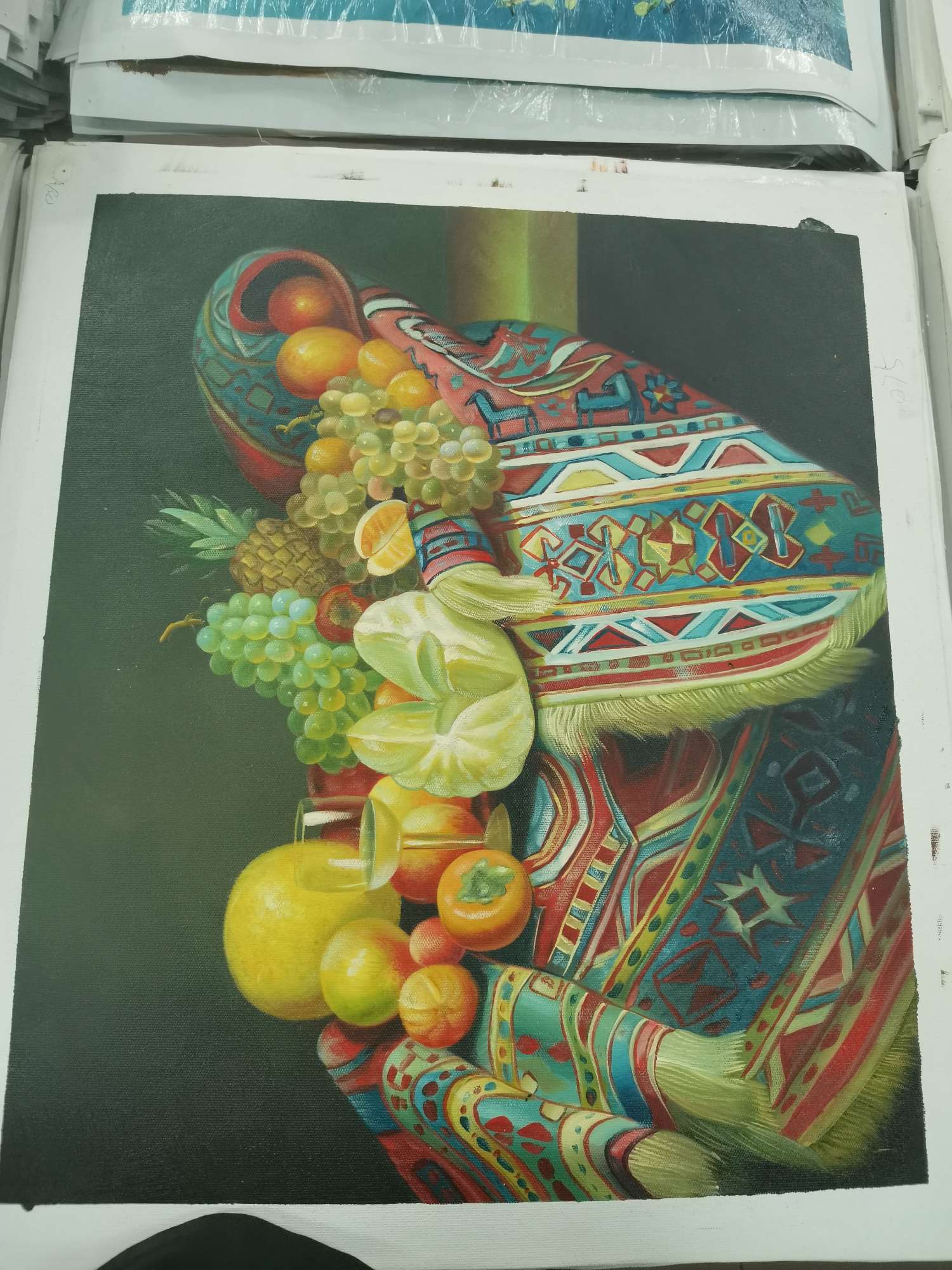 欧式餐厅装饰画饭厅餐桌横幅画单幅简美风格静物油画挂画墙画低奢