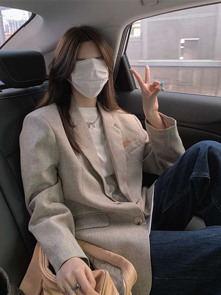 男友风小西装外套女春秋韩版小个子学生宽松休闲百搭时尚薄款西服
