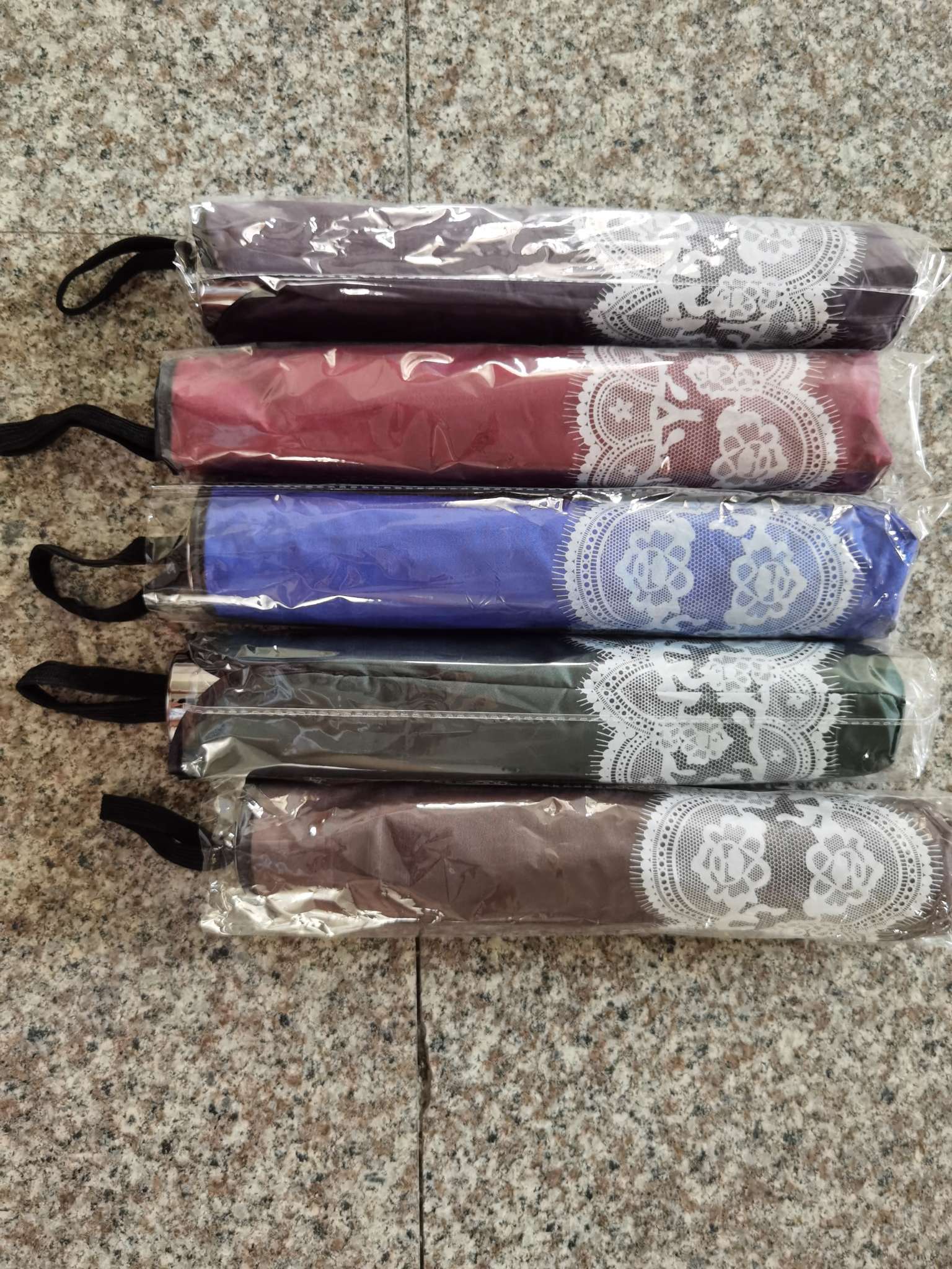 70#10K black vinyl lace patterned ruffled new fashionable ladies' gift sun umbrella, all-weather and all-weather sun umbrella Specification image