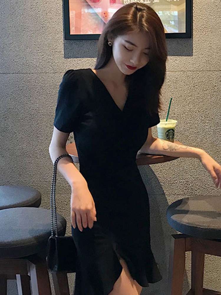 150-petite, trendy Yamamoto retro dress, fresh and cute egg dress, summer style, little black dress, women's dress, large size
