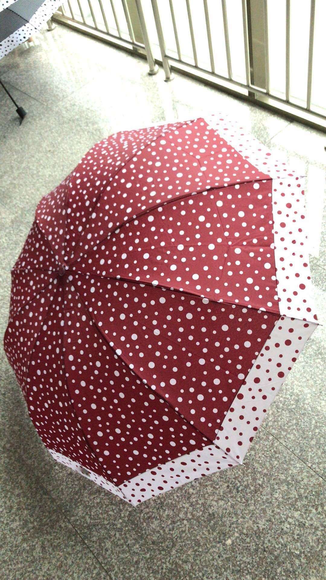 75#10K, large and small dot edge thick-rod folding umbrella, practical and sturdy, sunshade, super large for two people