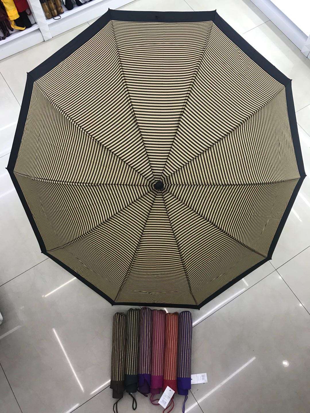70#10K条纹素色接边伞便携男士学生伞女士礼品折叠伞晴雨伞