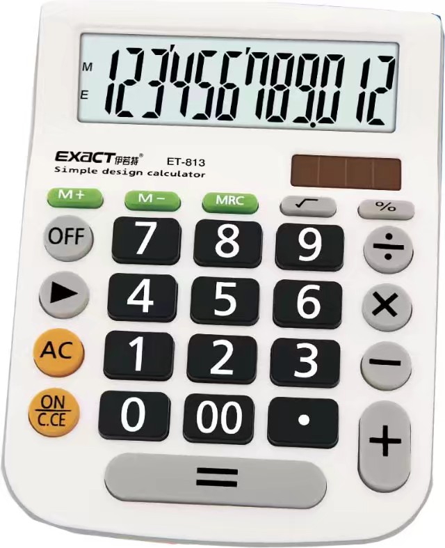Elote ET-813 calculator Solar Finance Bank accounting large screen displays a 12-digit computer keystroke calculator thumbnail
