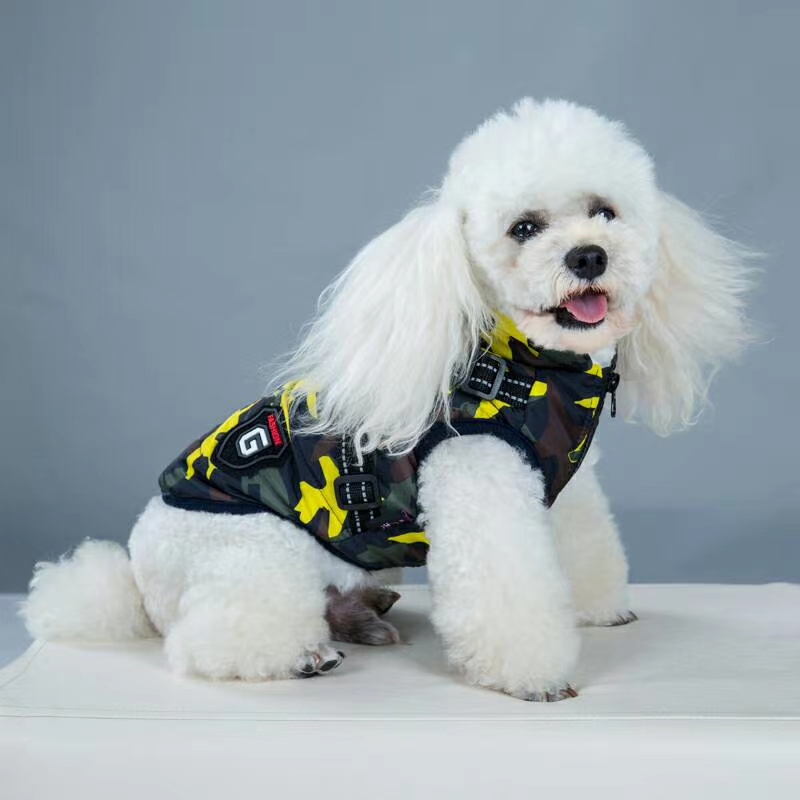 Winter clothing new breaststrap cotton vest! Pet babies can take me for a walk just by putting on a leash!