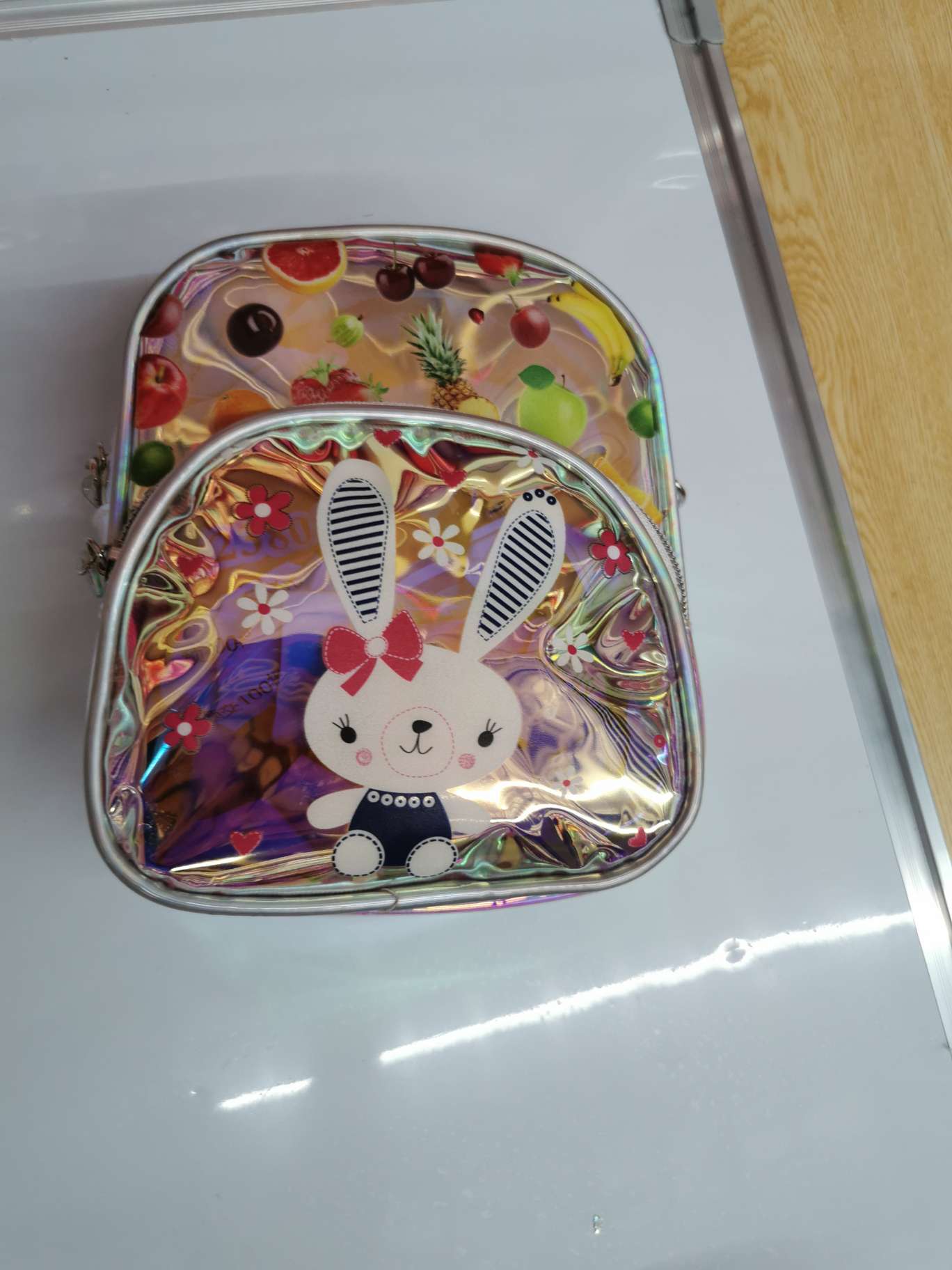 TPU printed White Rabbit dual-purpose schoolbag