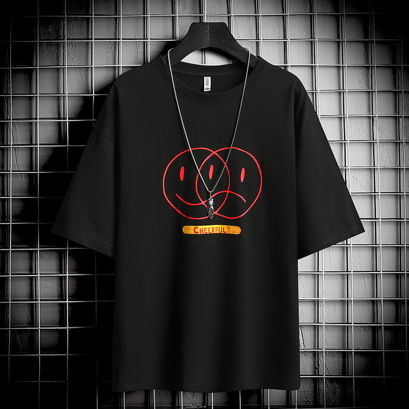 Short-sleeved T-shirt for men Korean version of the trend versatile white cotton T-shirt for men five minutes loose popular logo summer wear for men k thumbnail