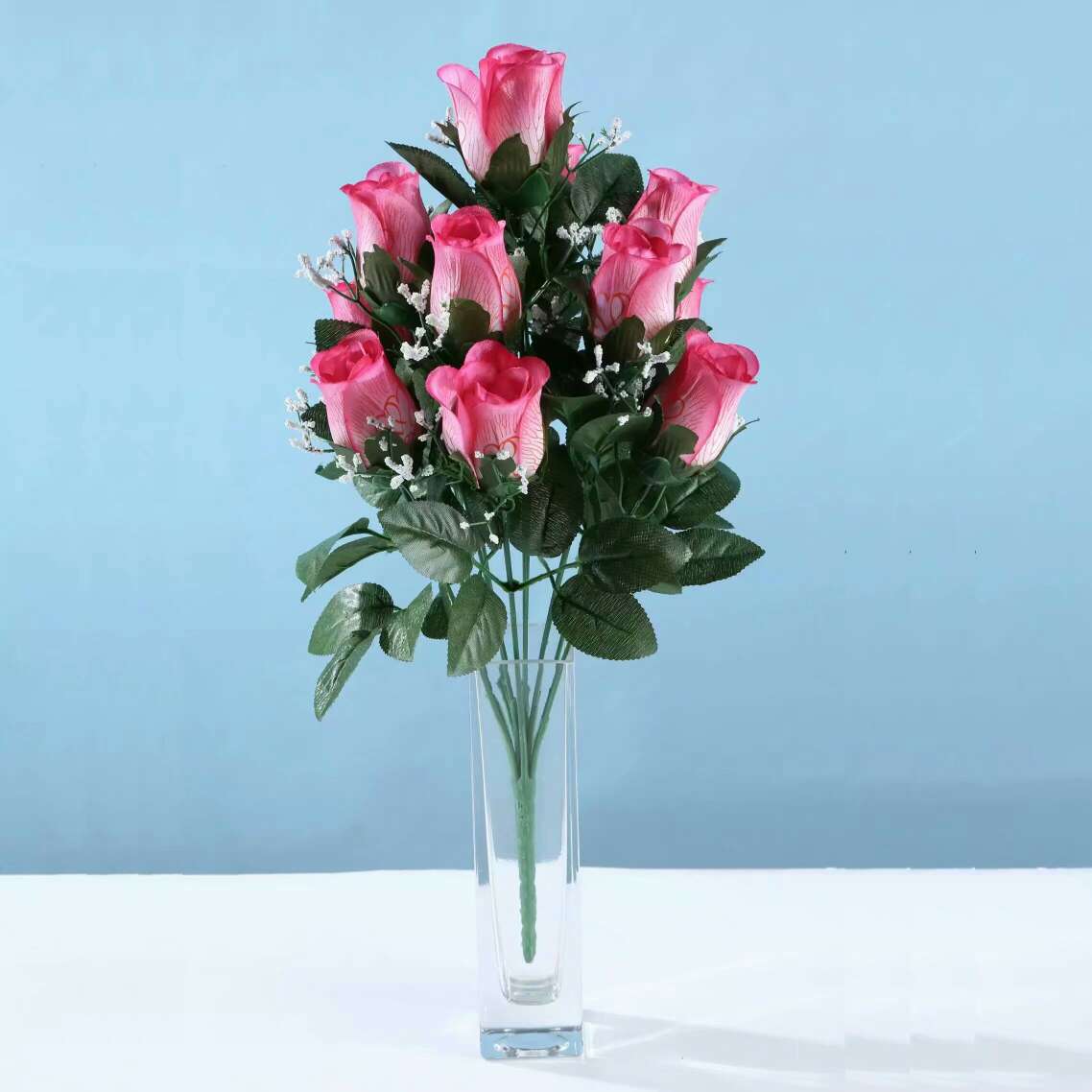 Factory direct sales and wholesale of artificial rose buds, fake flowers, wedding decorations, arched flower arrangements, 12 lovers' buds