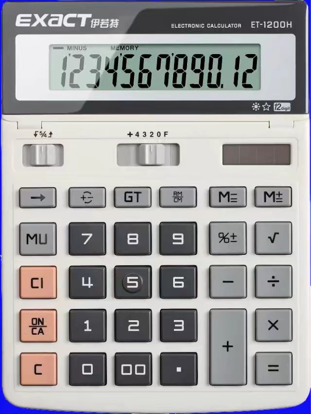 Electra ET-1200H Calculator Solar Financial Bank accounting large screen display 12 digit computer keypad calculator