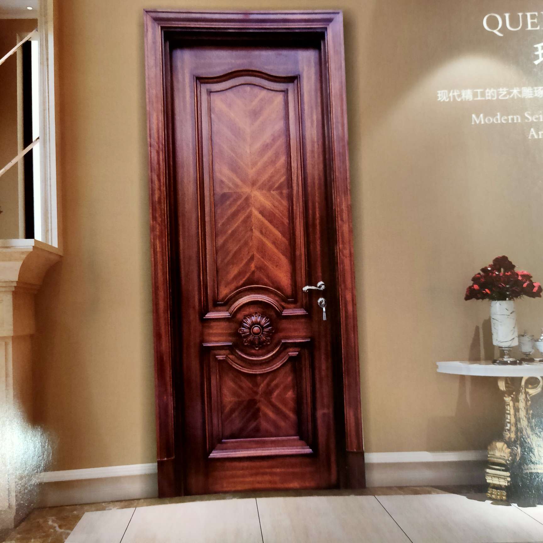 Shang Bai wooden door · Whole wood custom American painting Queen Mary wooden door