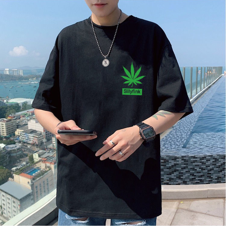 Short sleeved T-shirt for men Korean version of the trend versatile white cotton T-shirt five minutes sleeved men loose popular logo summer wear for men j thumbnail