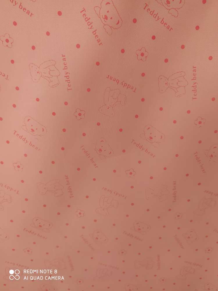 210D Oxford cloth with pink paint printing