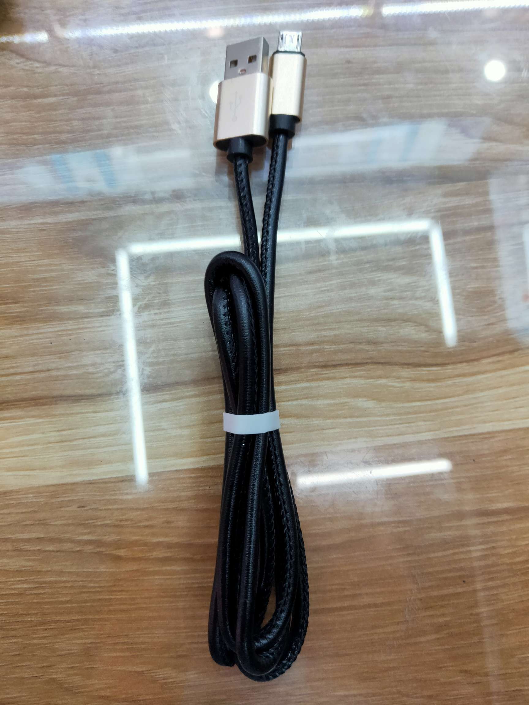 Black leather data cable