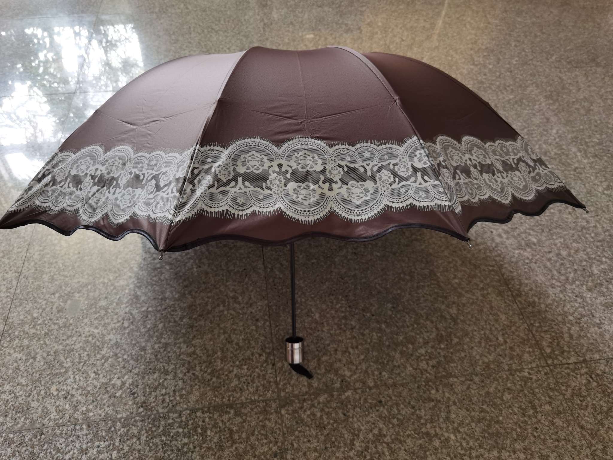 70#10K black vinyl lace patterned ruffled new fashionable ladies' gift sun umbrella, all-weather and all-weather sun umbrella