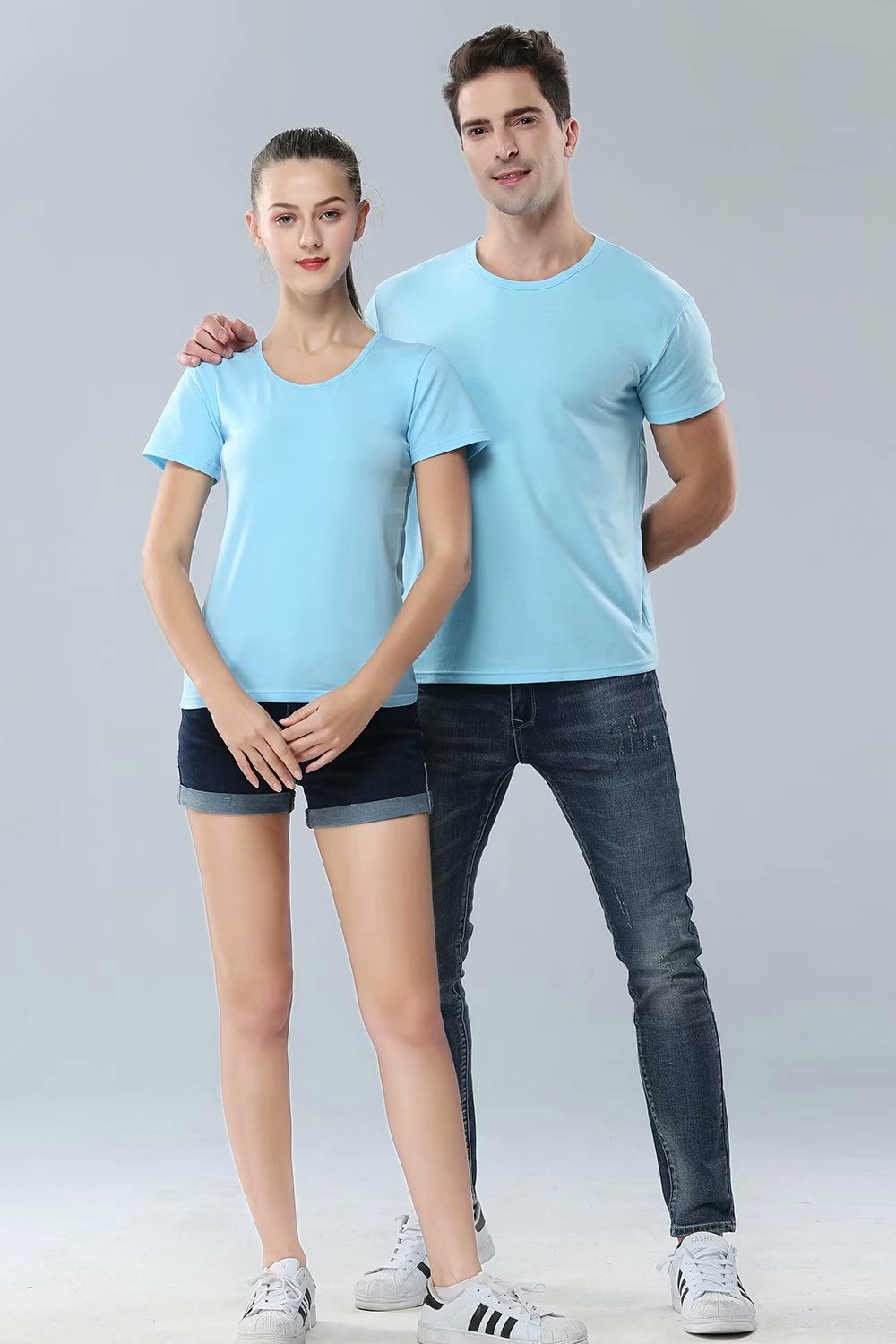 厂家批发空白圆领短袖T恤广告衫定制logo班服文化衫定做220G纯棉 https://m.详情图9