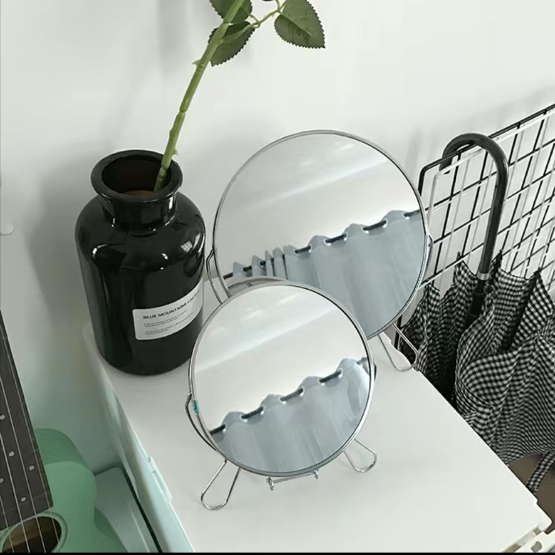 复古简约金属桌面化妆镜ins潮流金属双面梳妆镜网红装饰宿舍镜子详情图6