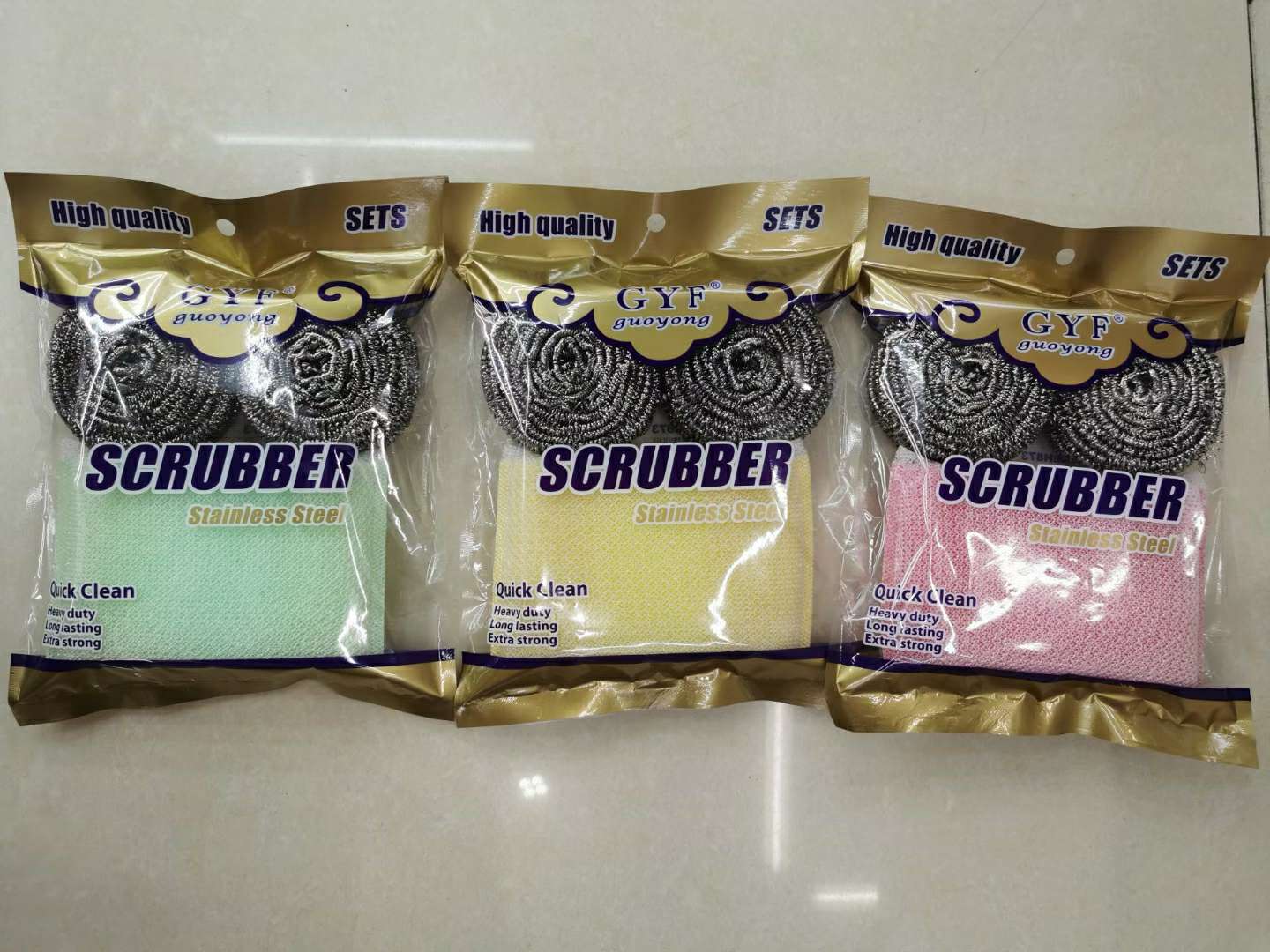 厂家直销国勇清洁球，货号H873，2PC 24克球+一片鱼鳞布，套装洗锅球，清洁球