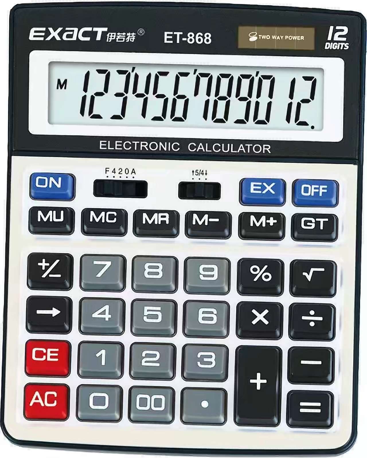 Elote ET-868 Calculator Solar Finance Bank Accounting large screen displays a 12-digit computer keypad calculator