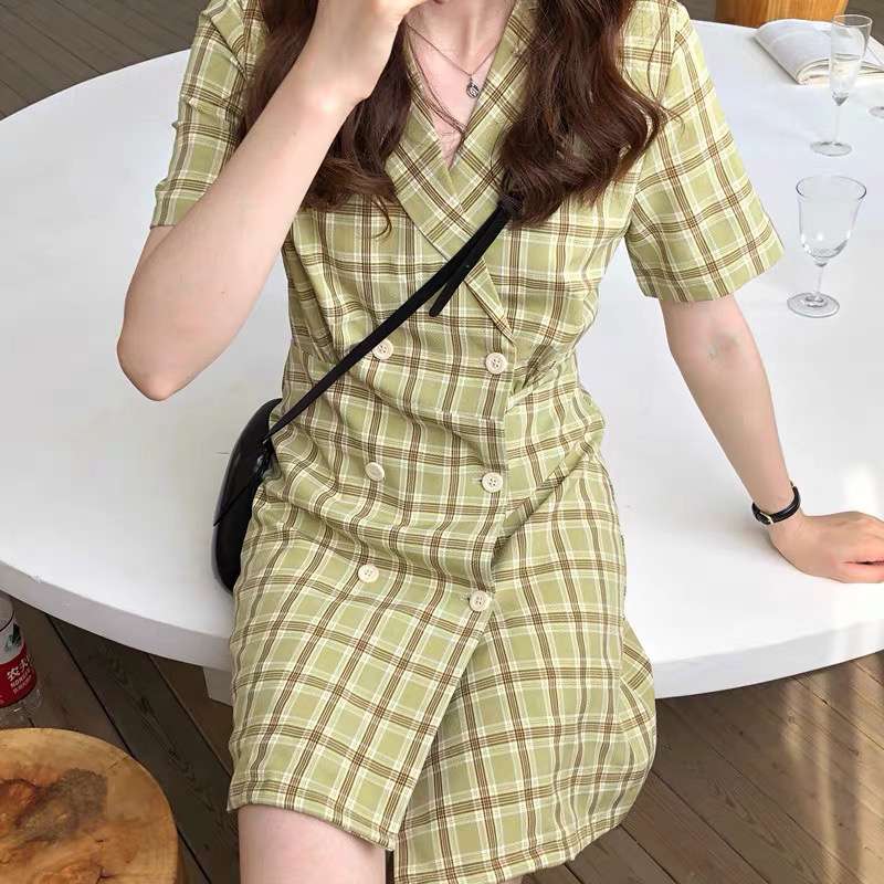 The 2020 new style of bellflower French light mature style, petite and elegant professional plaid suit dress for children in summer