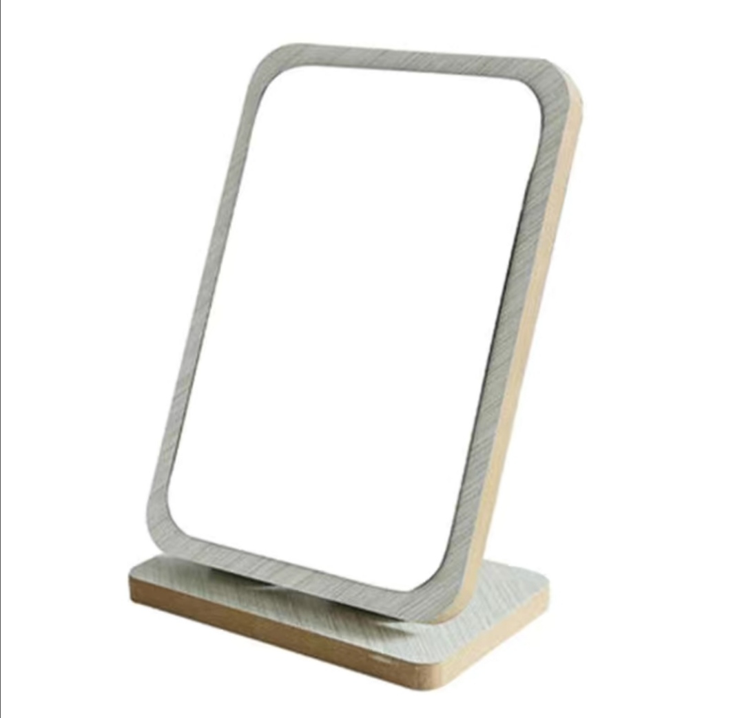 新款木质台式化妆镜子女高清单面梳妆镜美容镜学生宿舍桌面镜ins图