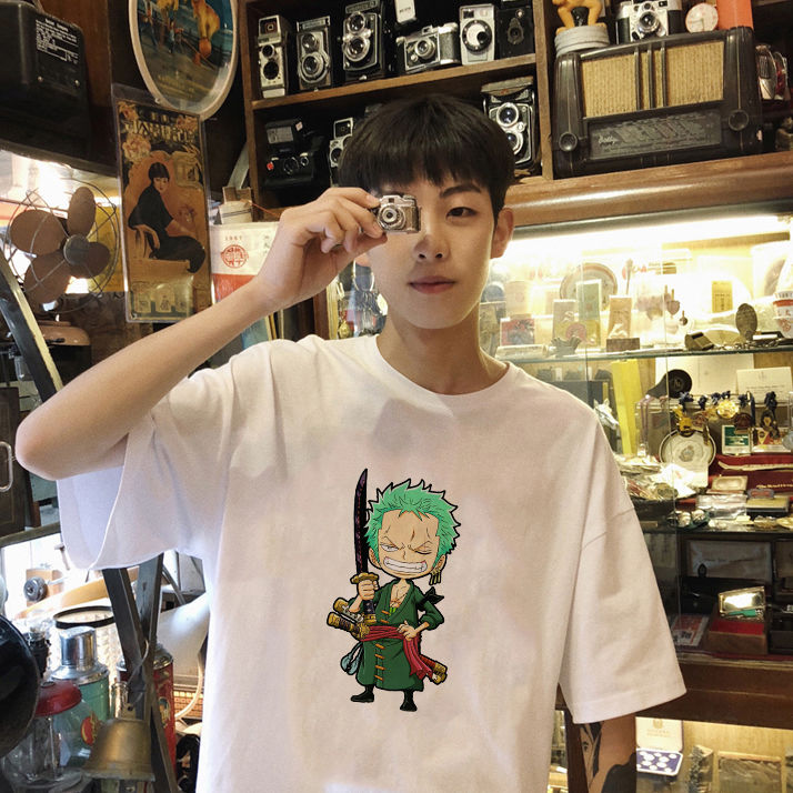 Short sleeved T-shirt for men Korean version of the trend all match white cotton T-shirt for men with five minute sleeves popular logo summer wear for men p thumbnail