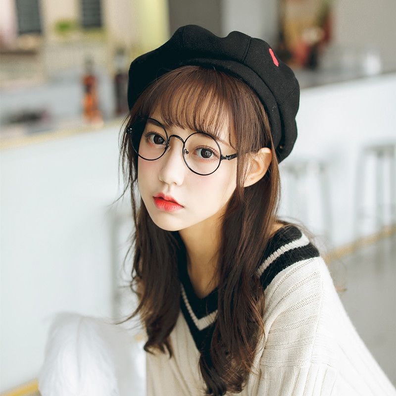 贝雷帽女韩版秋冬帽子日系爱心甜美英伦毛呢画家帽南瓜蓓蕾八角帽