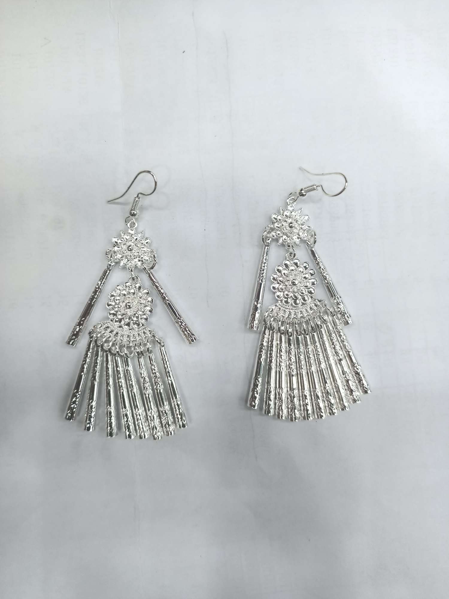 Minority Silver Double Flower Earrings