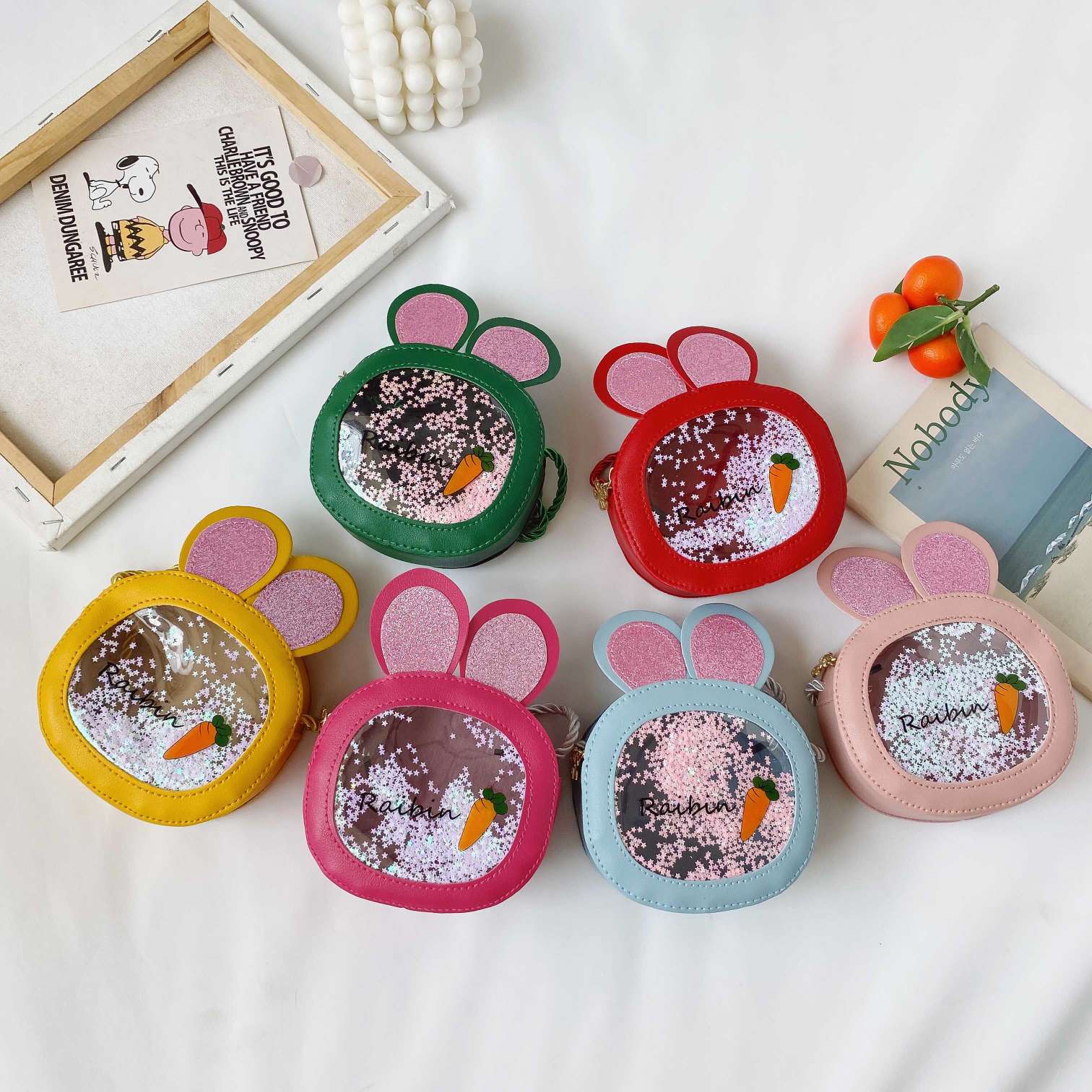 Children's Cross Bag Girl's Bag Baby New Sequins Cute Cartoon Fashion Foreign Trend Net Red Bunny Bag Mini details Picture