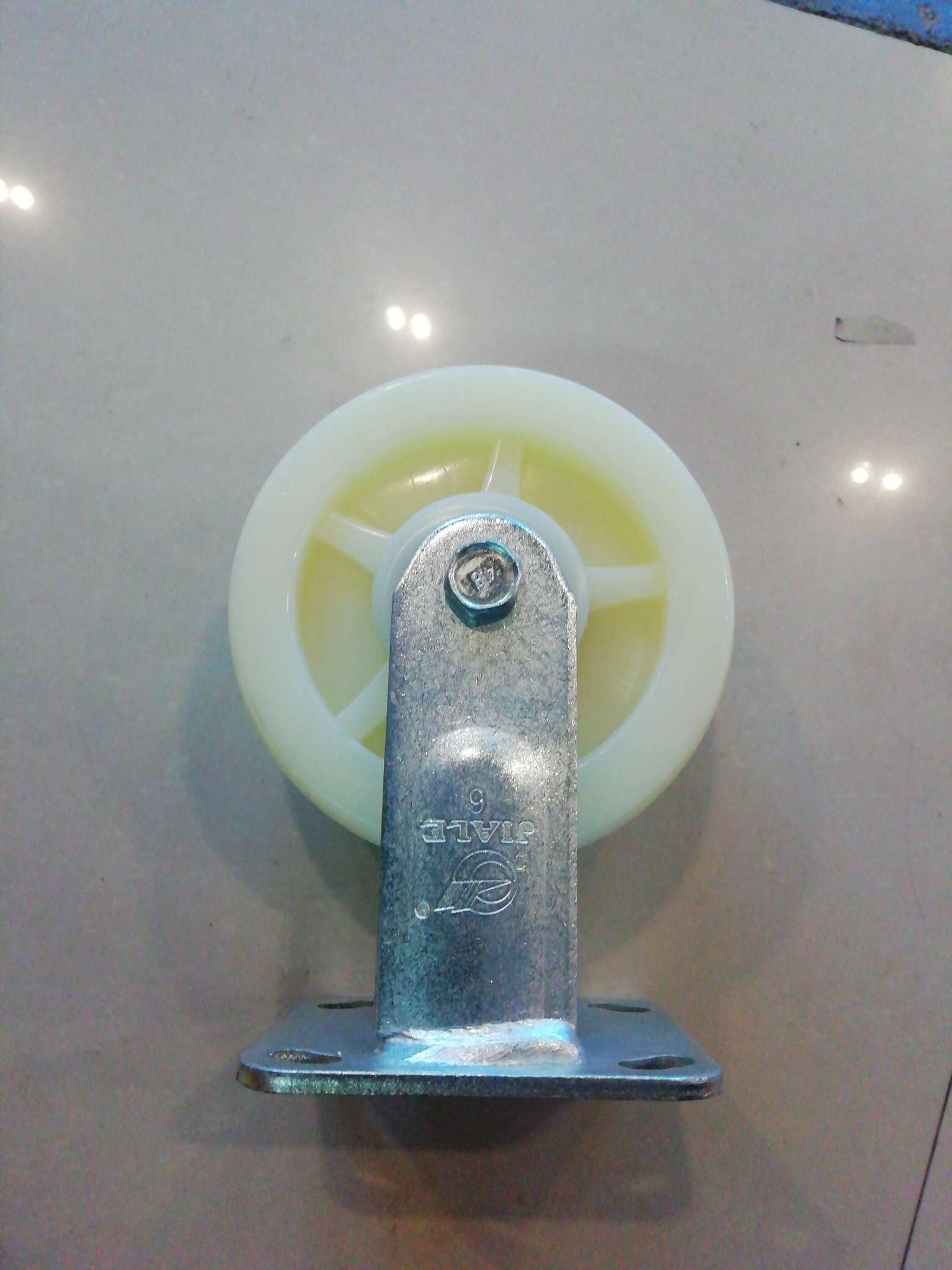 6-inch white nylon directional wheels