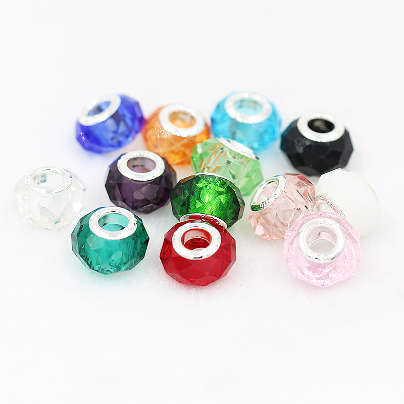 一鑫饰品手工DIY饰品 菱形精准切面水晶大孔珠 潘家风格手链散珠串珠8MM 10MM详情图9