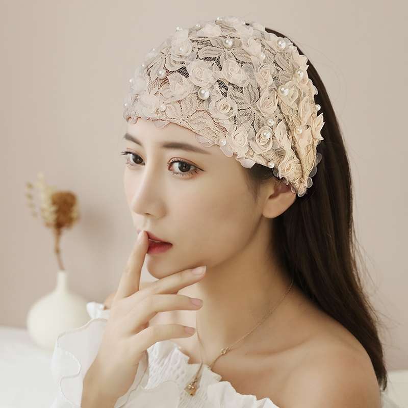 Wide brimmed hair band covering white hair headband Korean fashion wide face pressure hair clip net headband cover headband headband female thumbnail
