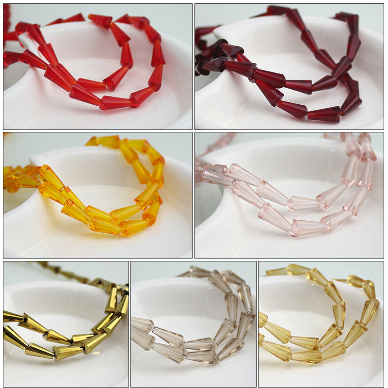 一鑫饰品跨境热销现货水晶宝塔珠子电镀DIY珠子水晶散珠珠帘饰品配件6*12MM详情图6