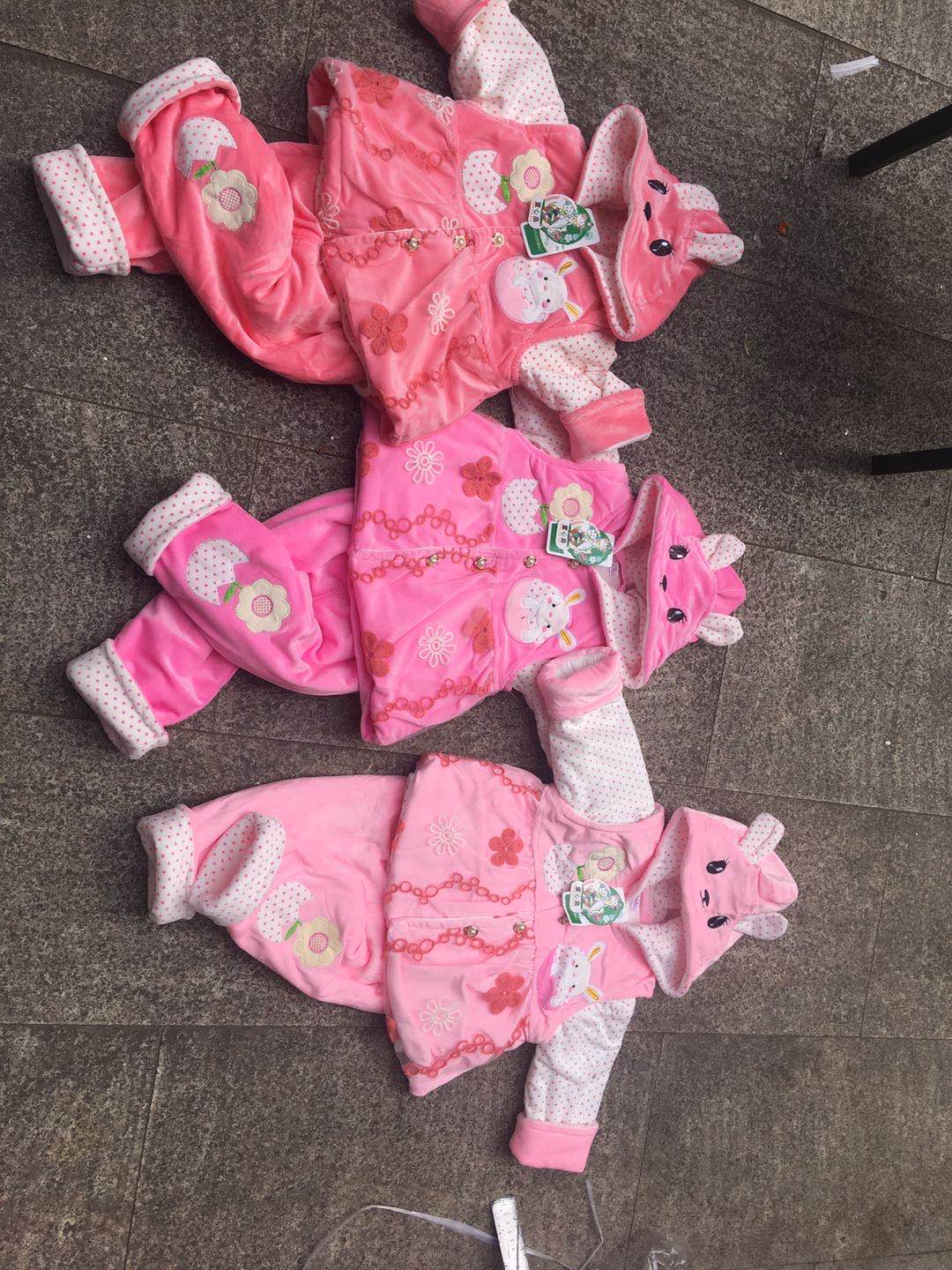 Pink kids cotton-padded suit thumbnail