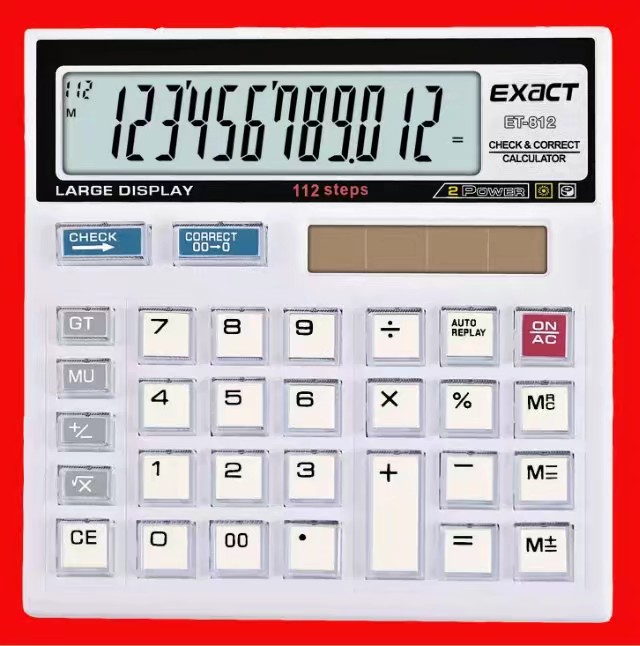 Elote ET-812 counting calculator Financial Bank accountant large screen displays 12 digit acrylic keypad calculator