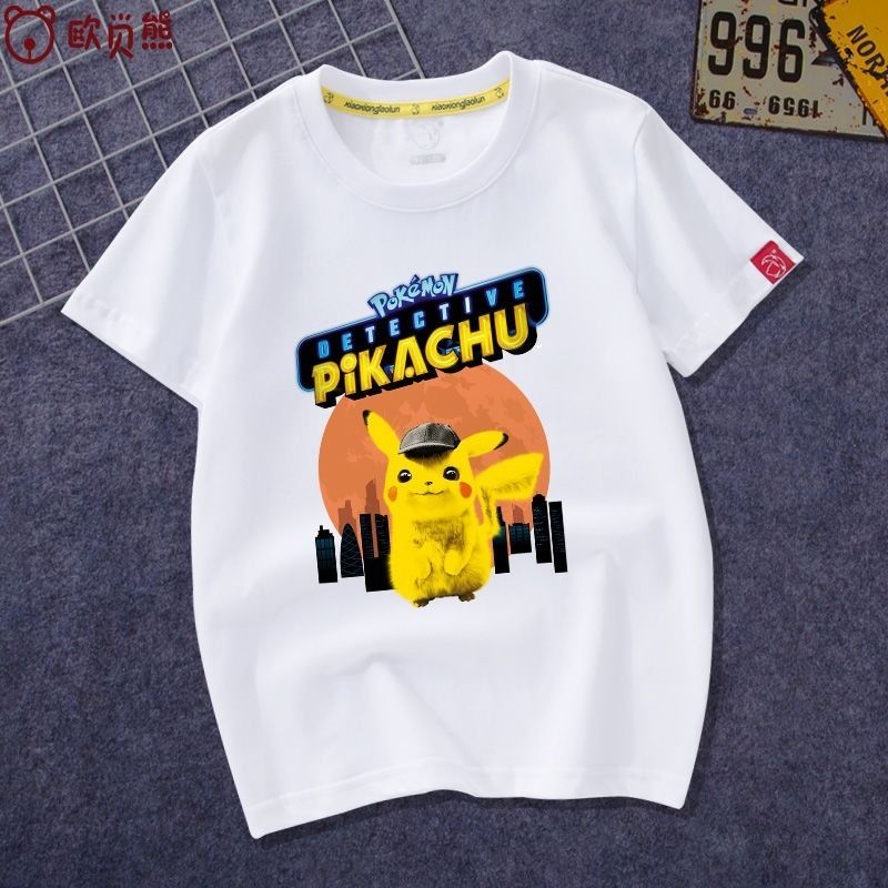 Short sleeved summer boy cotton loose comfortable T-shirt personalized cartoon printing bikachu cartoon pattern thumbnail