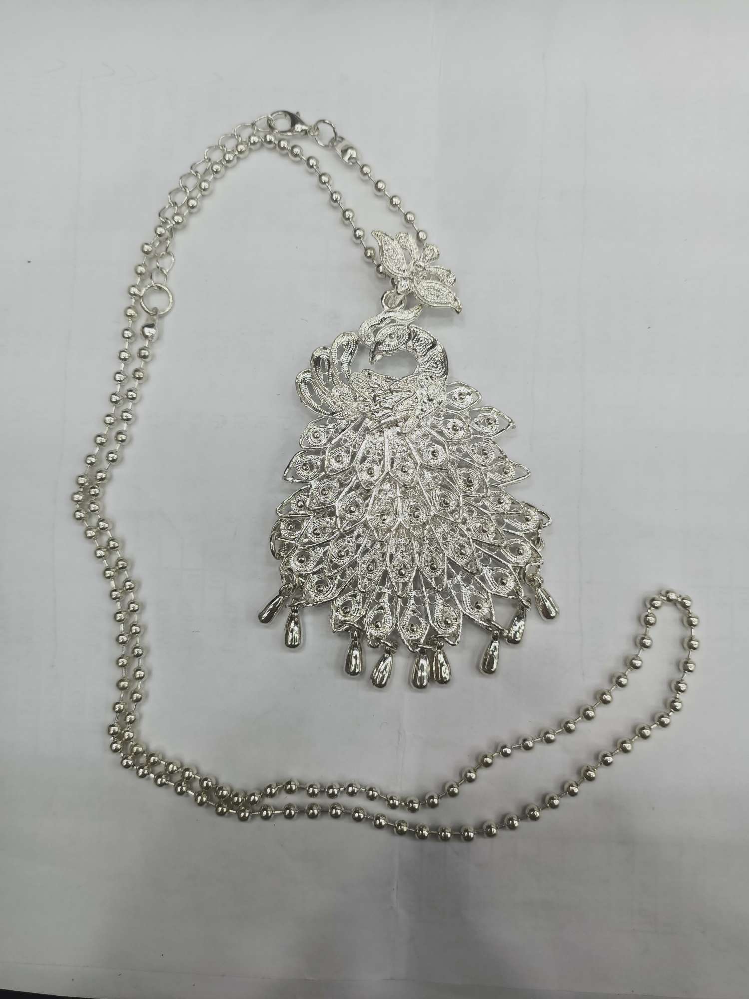 Minority Silver Ornament Big Peacock Pendant
