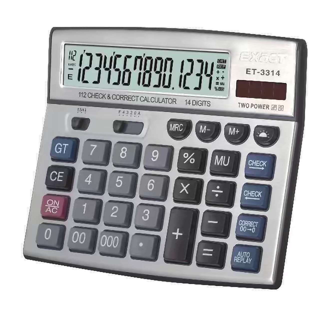Elote ET-3314 Solar Finance Bank Accounting large screen displays a 12-digit computer keypad calculator