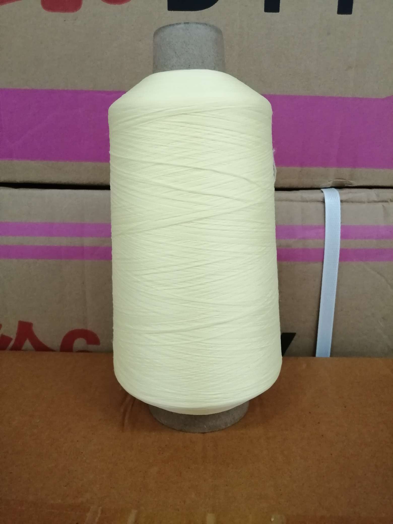 Direct sales of nylon high-elastic filament from the manufacturer. Colored nylon elastic filament in stock. Nylon high-elastic filament 40D, 70D, 200D, light yellow