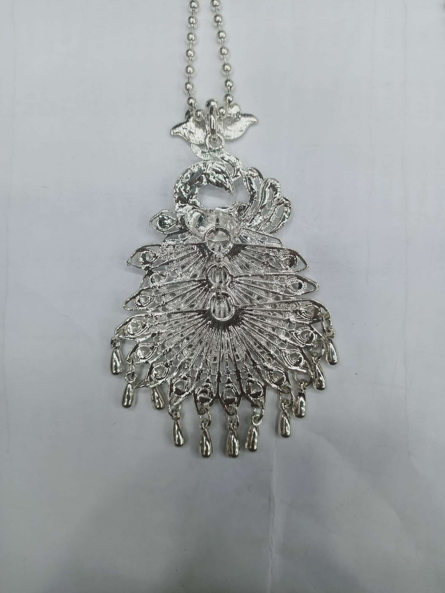 Minority Silver Ornament Big Peacock Pendant details Picture
